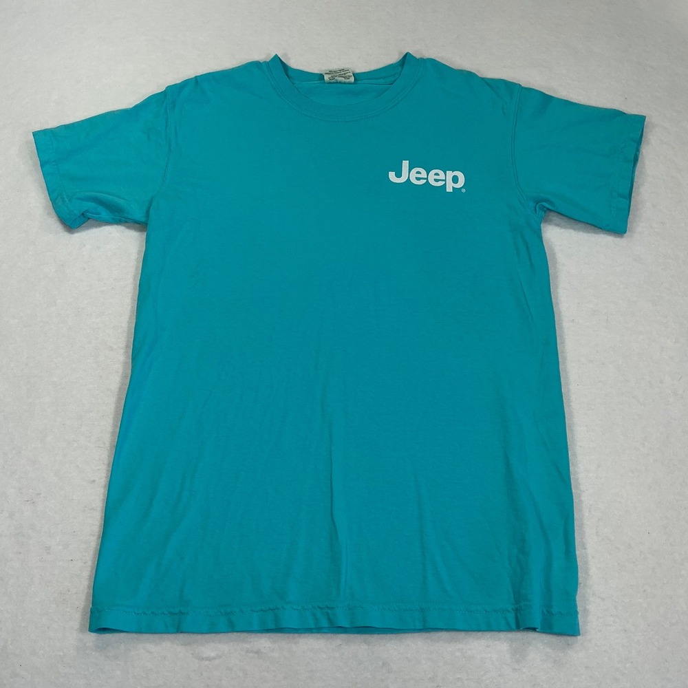 Comfort Colors Jeep Graphic T-Shirt Teal Blue Beach Dog Small